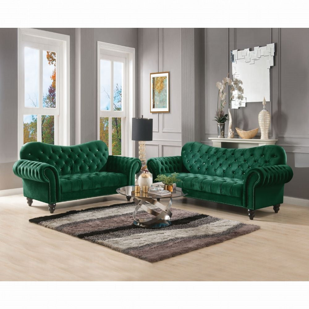 ACME Iberis Sofa & Loveseat - 53400 - Green Velvet