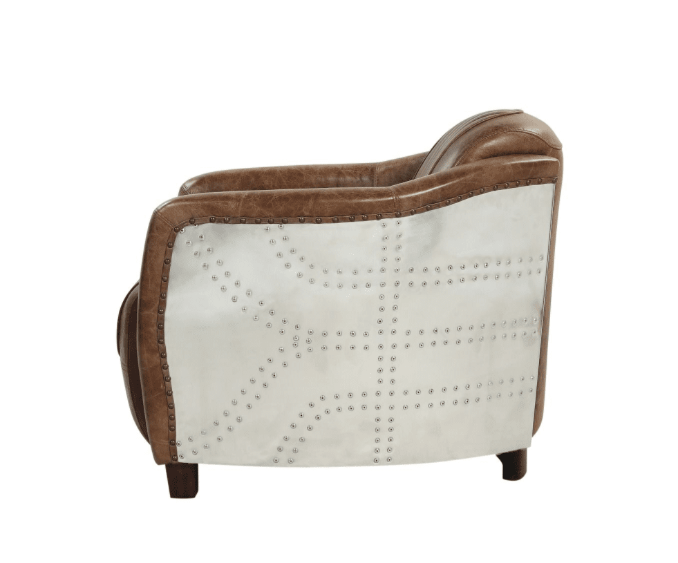 ACME Brancaster Chair - 53547 - Retro Brown Top Grain Leather & Aluminum