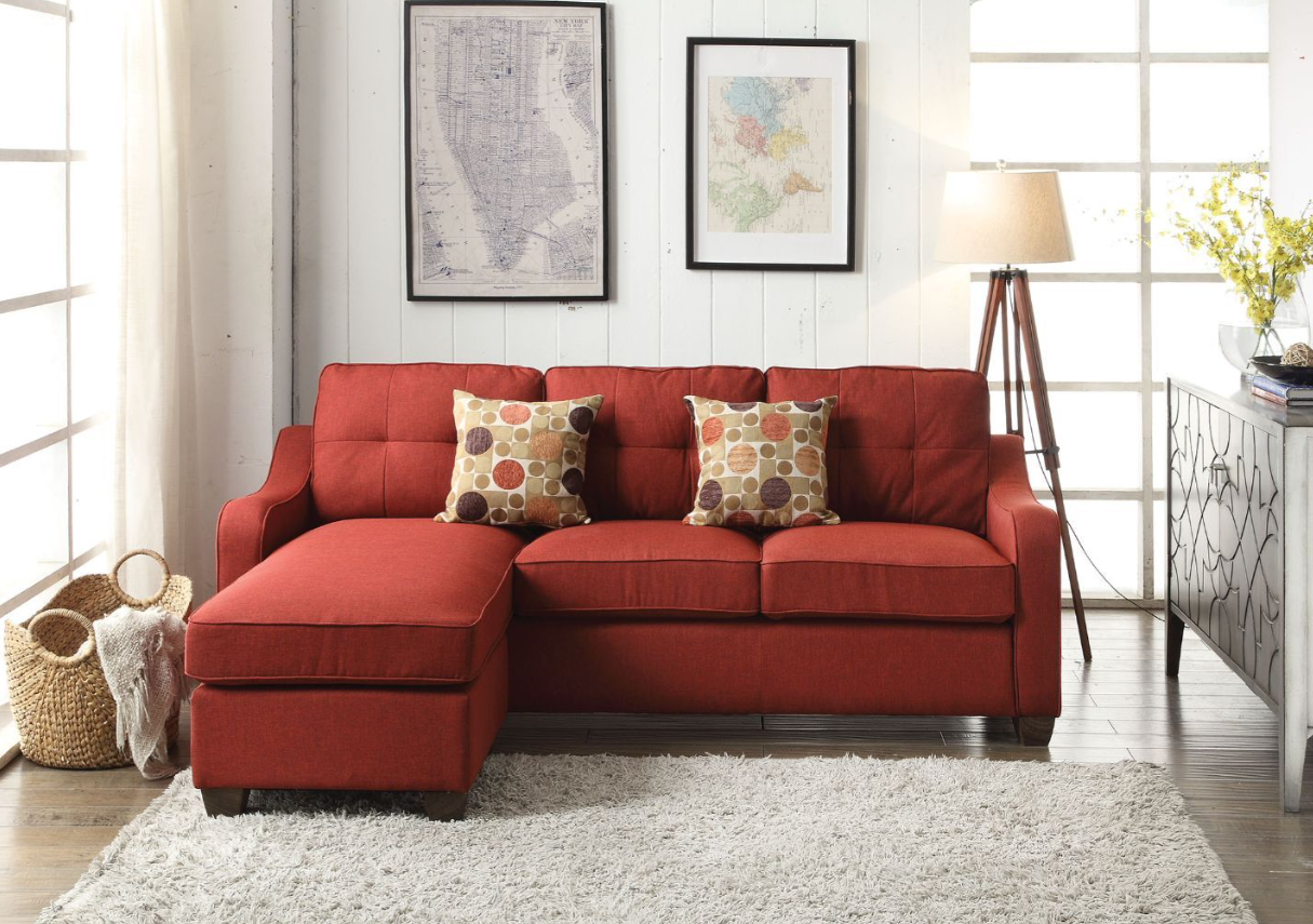 Cleavon II Transitional Red Sectional - ACME 53740