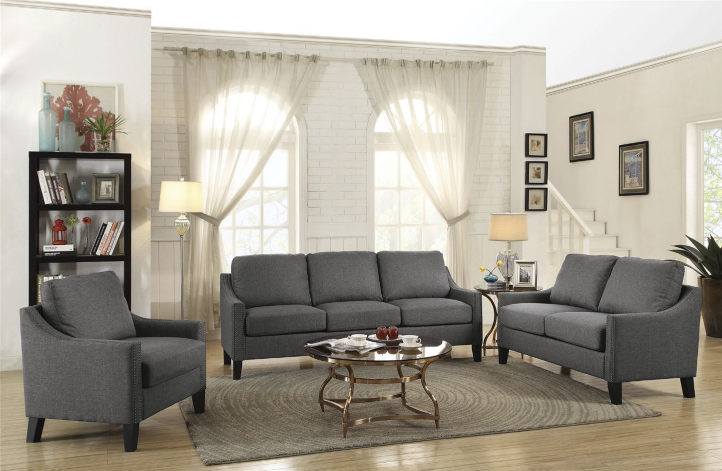 Zapata Transitional Upholstered Sofa in Gray- Acme Furniture