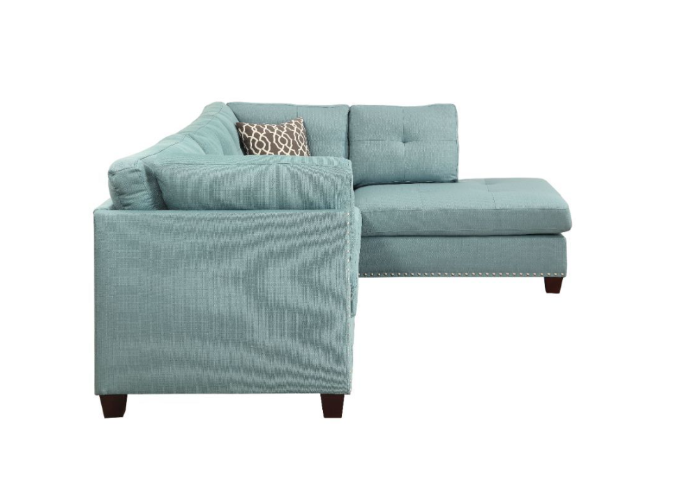 Laurissa Sectional Sofa & Ottoman in Light Teal