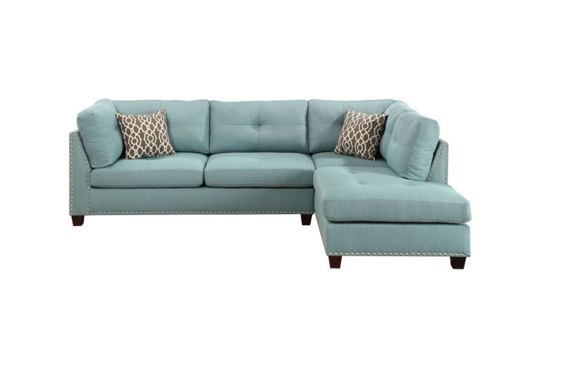 Laurissa Sectional Sofa & Ottoman in Light Teal