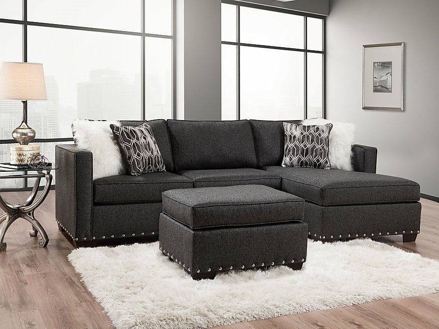 Crypton Charcoal Microfiber Sectional - Delta Furniture 5456