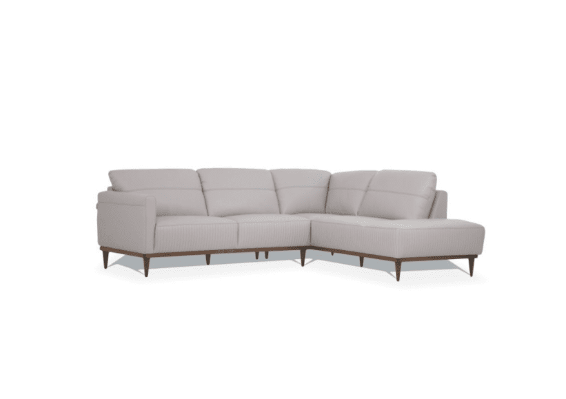 Tampa Premium Pearl Gray Leather Sectional - Made in Italy