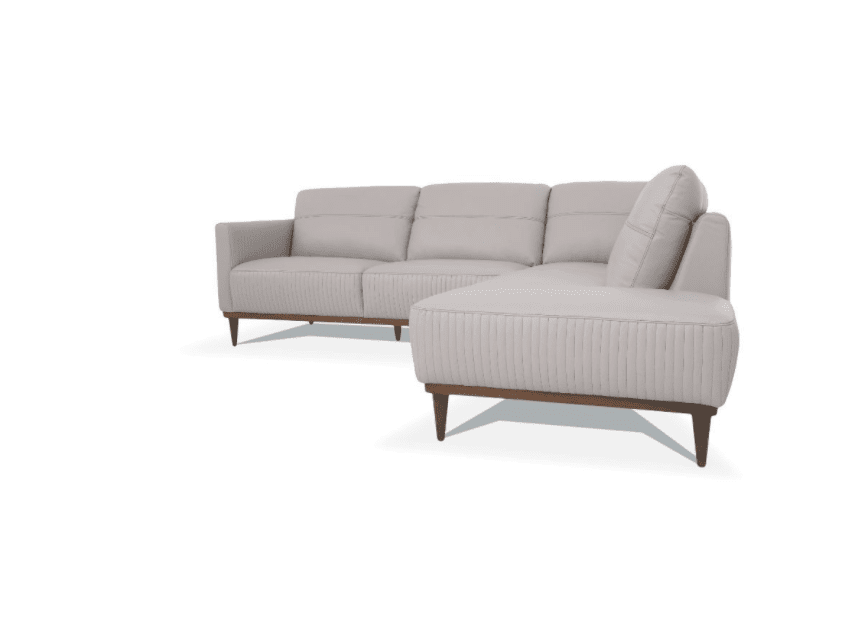 Tampa Premium Pearl Gray Leather Sectional - Made in Italy