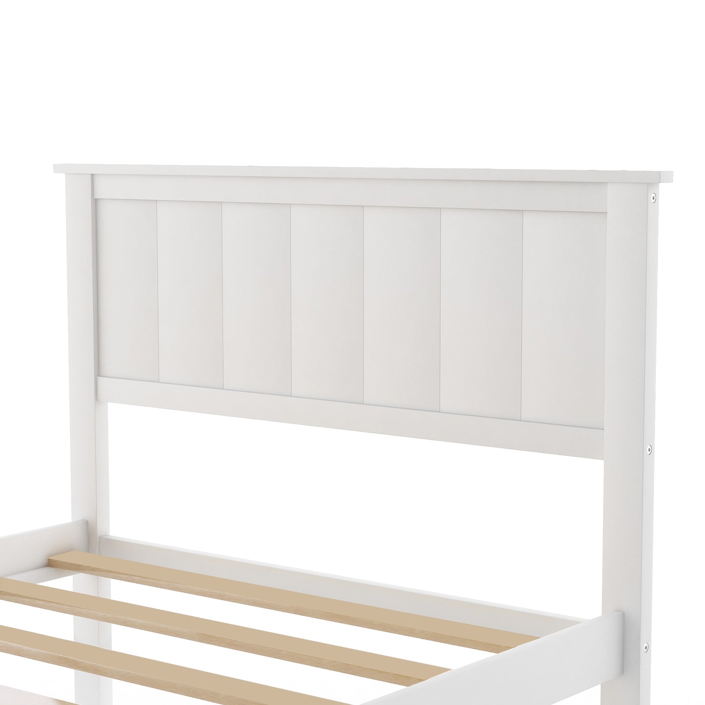 Twin Size Platform Bed with Under-bed Drawer, White