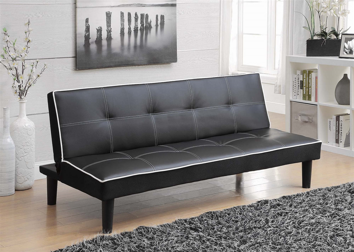 Tennie Leatherette Sofa Bed With Contrast Piping