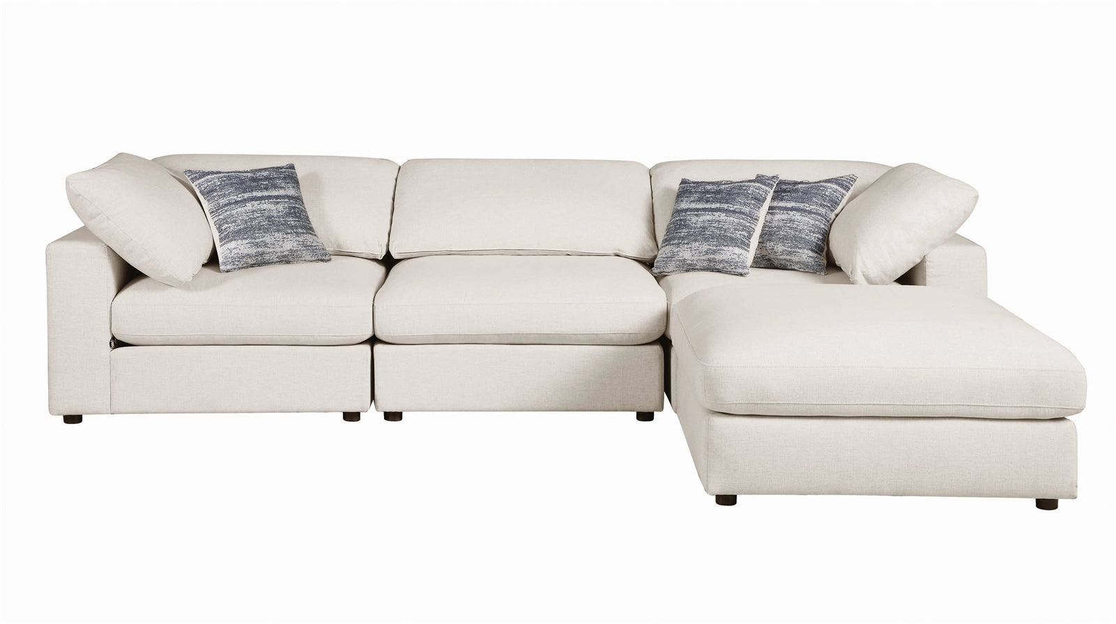 Serene Beige Linen 4-Piece Modular Sectional w- Feather Down Seating