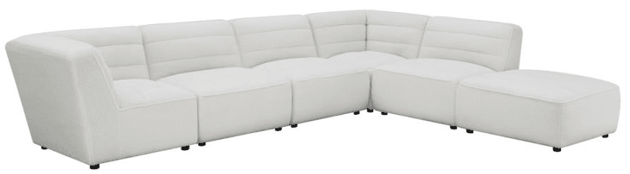 Sunny 6-piece Upholstered Sectional Natural Faux Sheep Skin