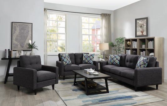 Watson Retro Style Dark Gray Upholstered Sofa