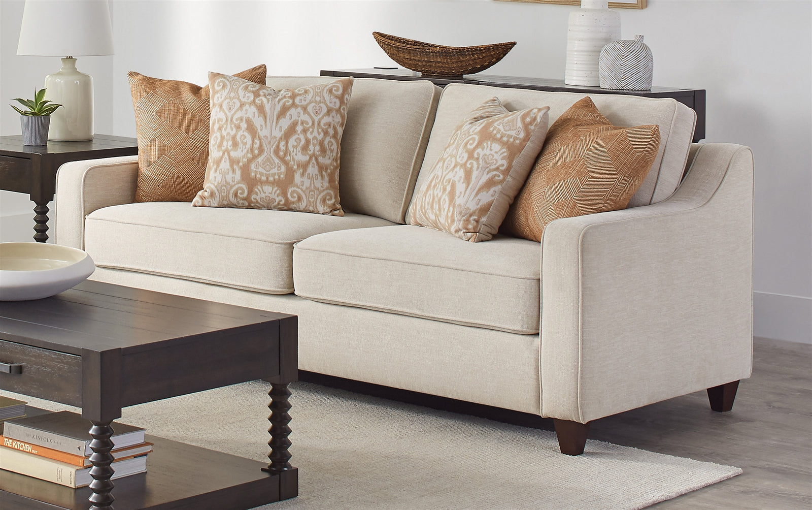 Christine Transitional Upholstered Sofa in Beige