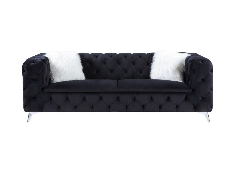 Phifina Contemporary Black Velvet Tufted Sofa