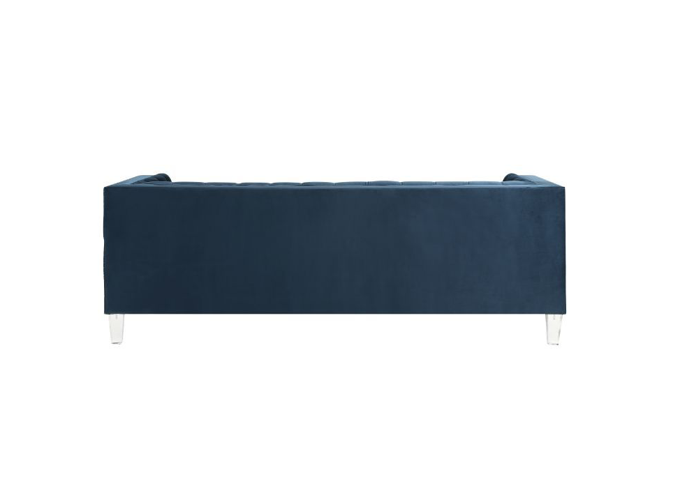 Ansario Modern Button Tufted Sofa in Rich Blue Velvet