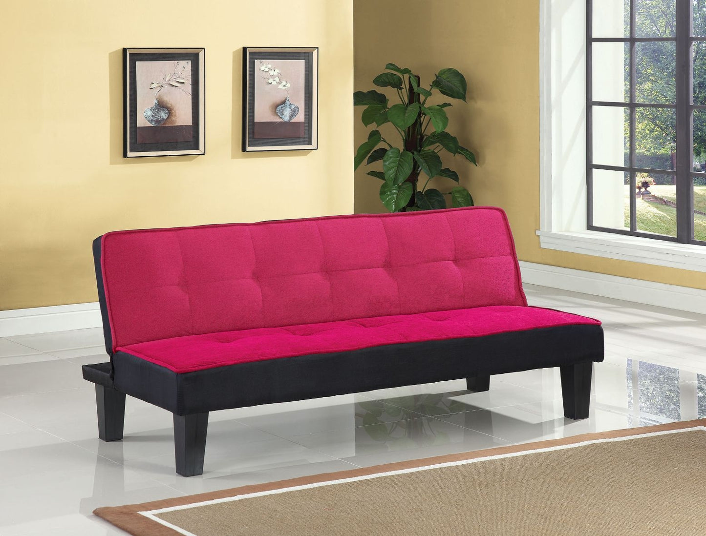 Hamar Adjustable Futon Sofa in Fuchsia by Acme