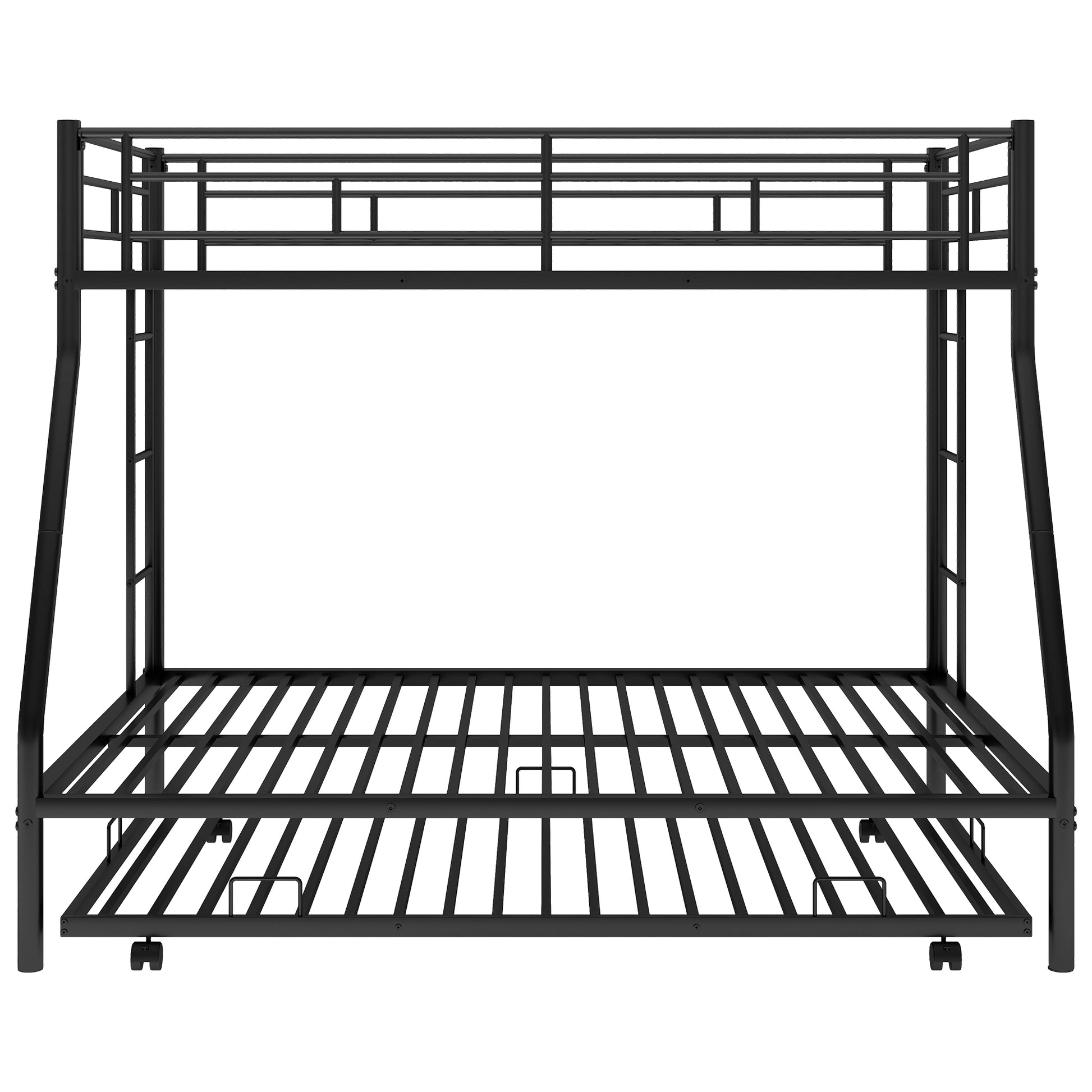 Twin over Full Metal Bunk Bed with Twin Trundle in Black