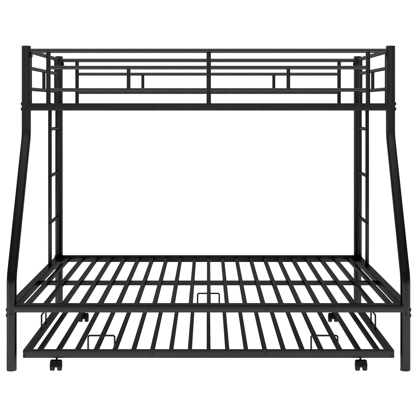 Twin over Full Metal Bunk Bed with Twin Trundle in Black