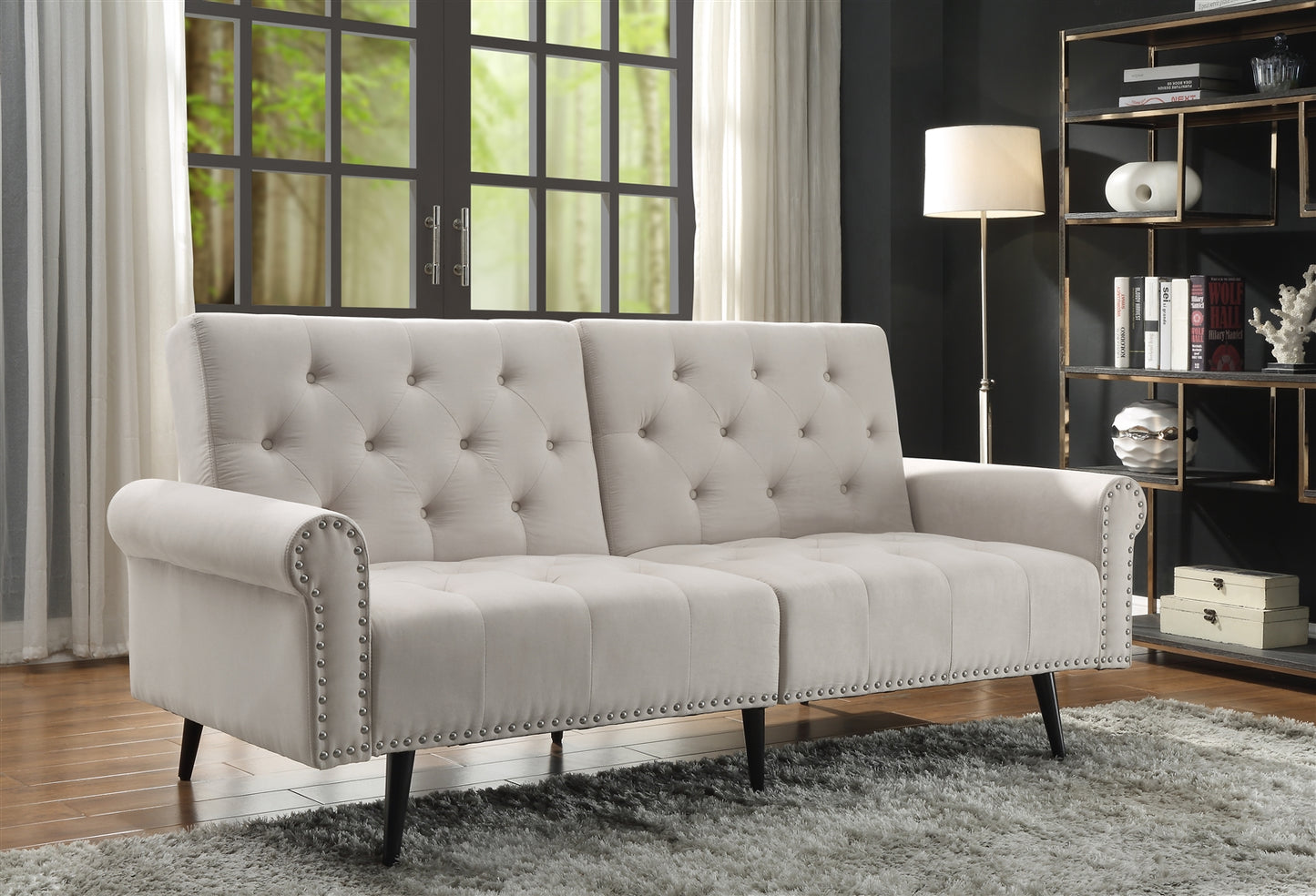 Euro Transitional Sofa Bed in Beige Linen -ACME 58250