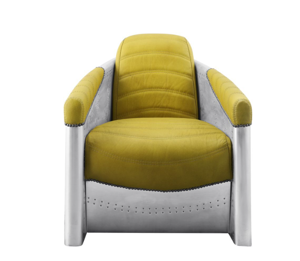 Brancaster Accent Chair in Yellow Leather- ACME 59634