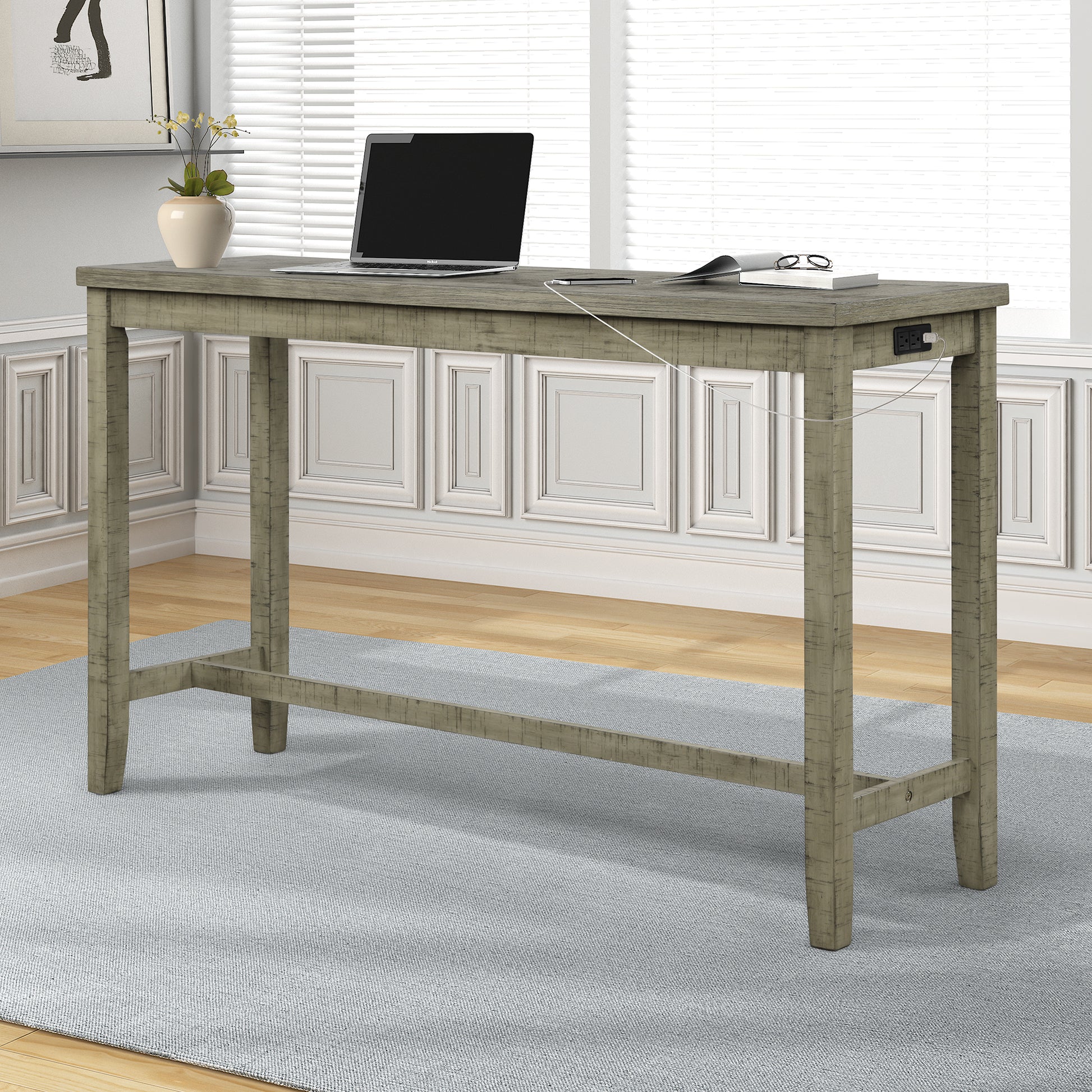 4 Piece Counter Height Table with Fabric Padded Stools