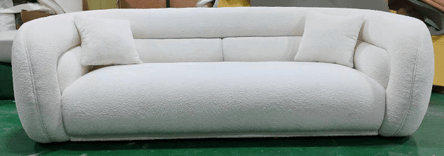 Mid Century Modern Curved Living Room Sofa Boucle Couch - White