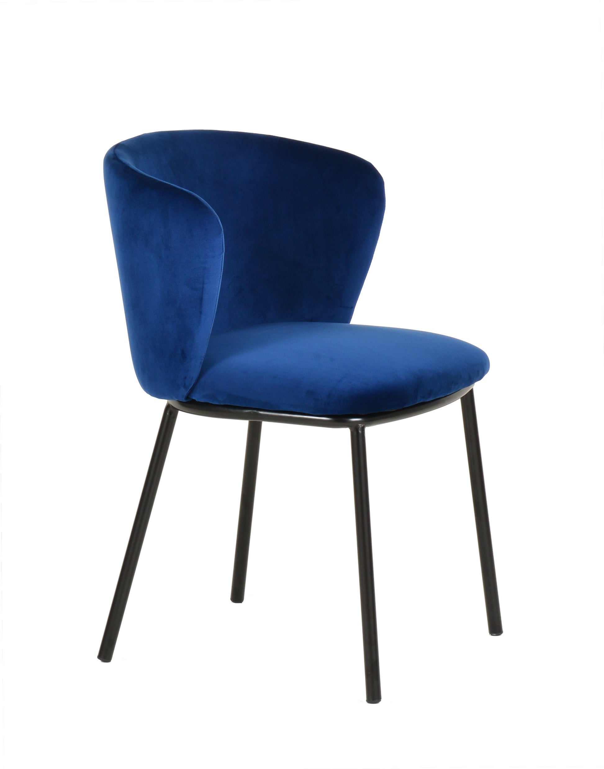 Modrest Bessie Modern Blue Velvet Dining Chair Set of 2