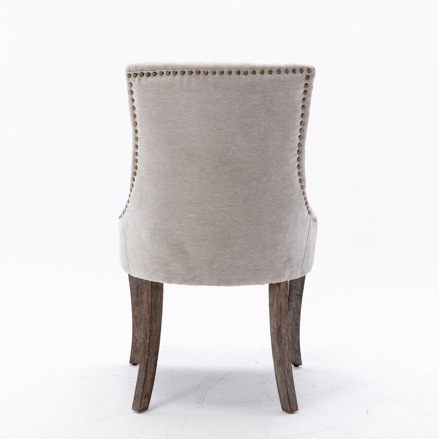 A&A Furniture Dining Chairs with Thickened Padded Seats & Weathered Legs Set of 2 - Beige