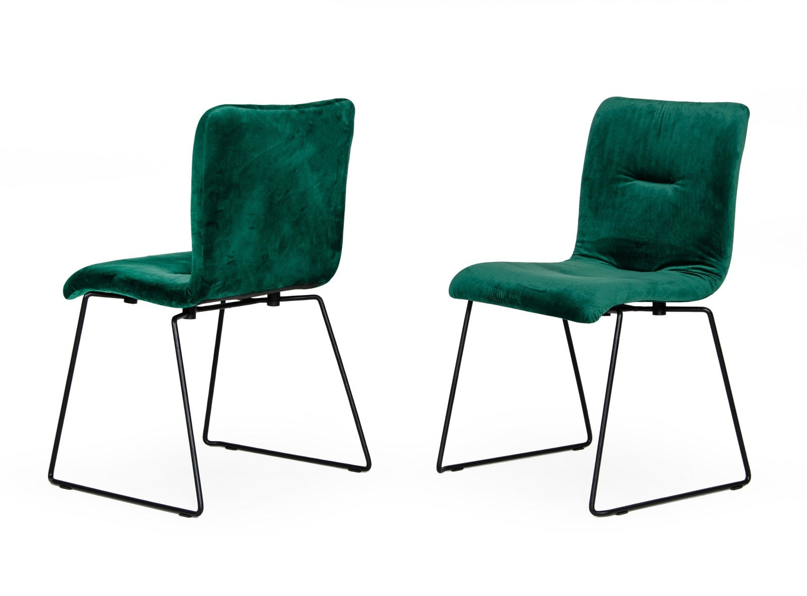 Modrest Yannis Modern Green Fabric Dining Chair Set of 2