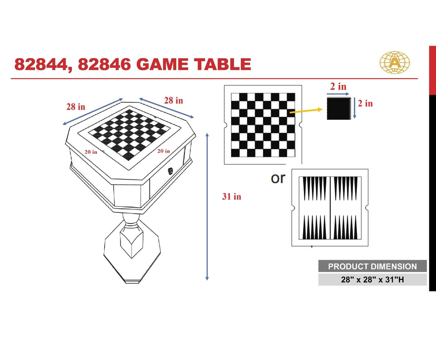 ACME Bishop Game Table in Black 82846