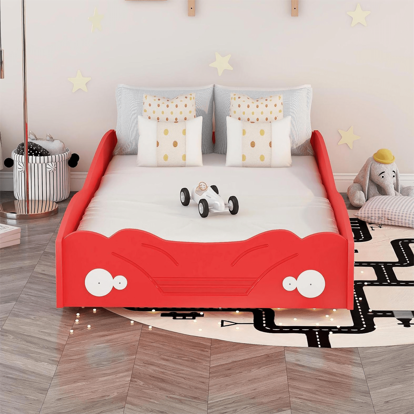 Twin Size Car-Shaped Platform Bed, Red