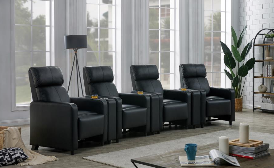Toohey Modern Black 7pc Home Theater Seating