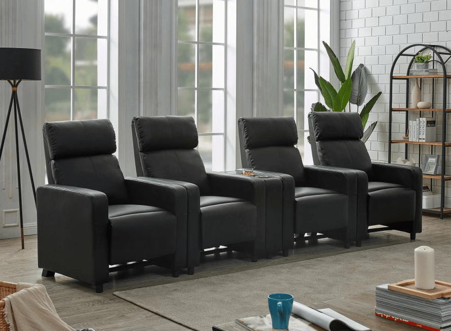 Toohey Modern Black 5pc Home Theater Seating