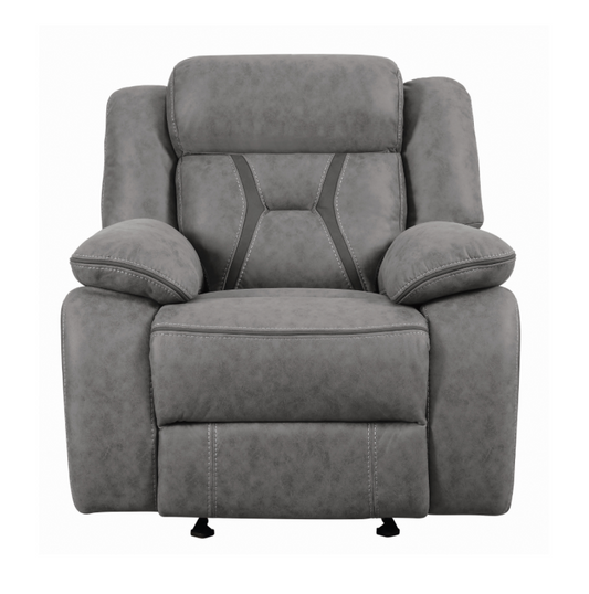 Bruno Overstuffed Upholstered Glider Recliner Grey