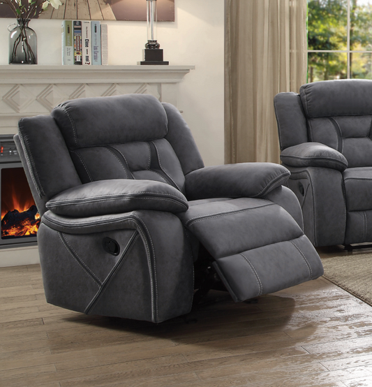 Bruno Overstuffed Upholstered Glider Recliner Grey