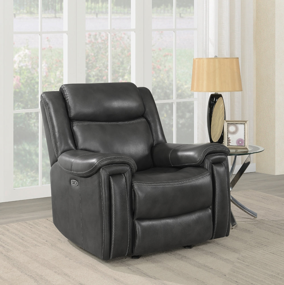 Shallowford Upholstered Power^2 Glider Recliner Hand Rubbed Charcoal