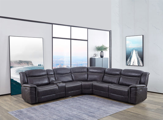 Bluefield 6 Piece Motion Sectional in Charcoal - Coaster Furniture 609360