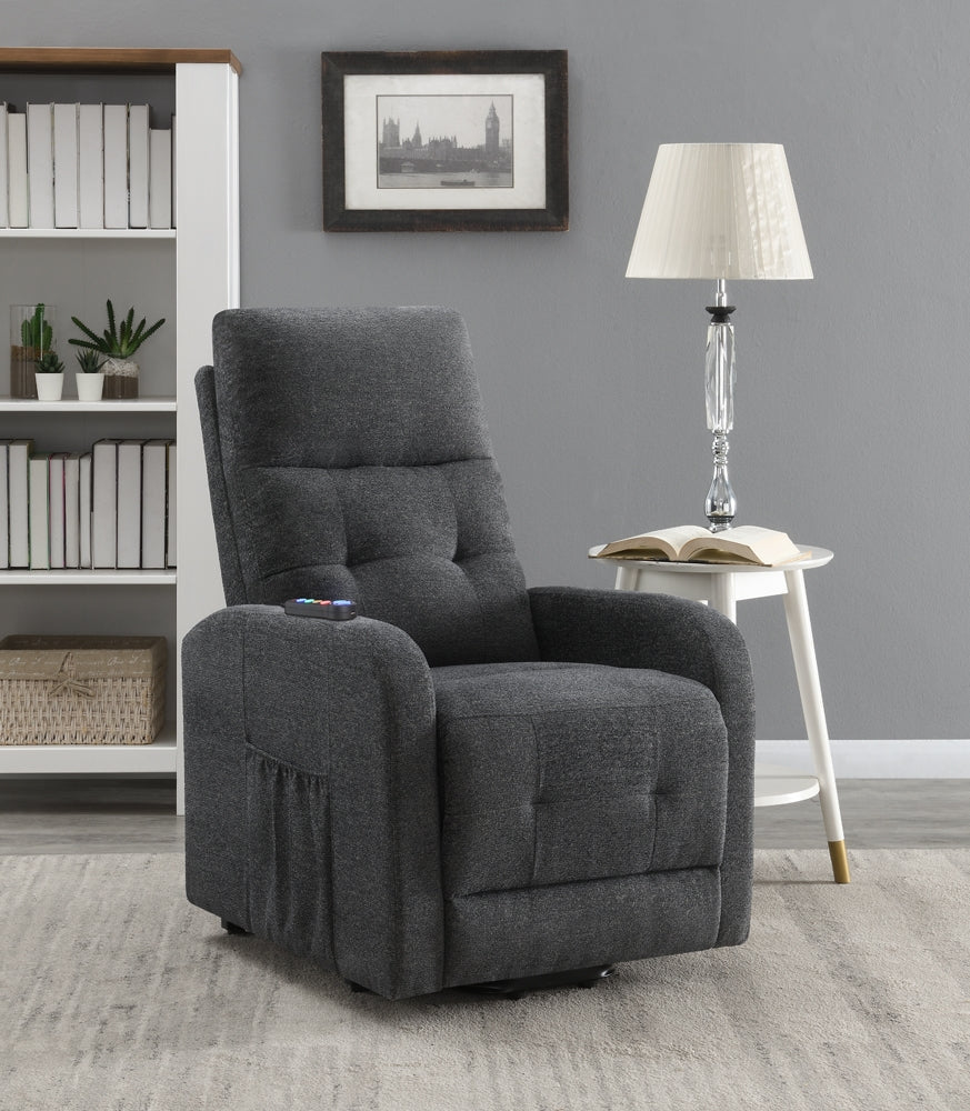 Howie Power Lift Massage Chair in Light Charcoal Performance Fabric