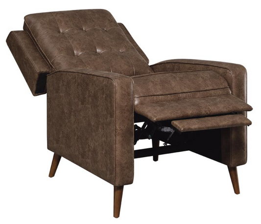 Push Back Recliner in Brown Coated Microfiber