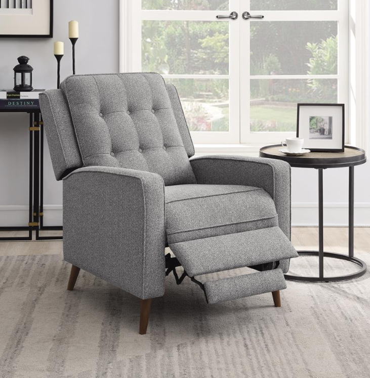 Push Back Recliner in Gray Woven Fabric