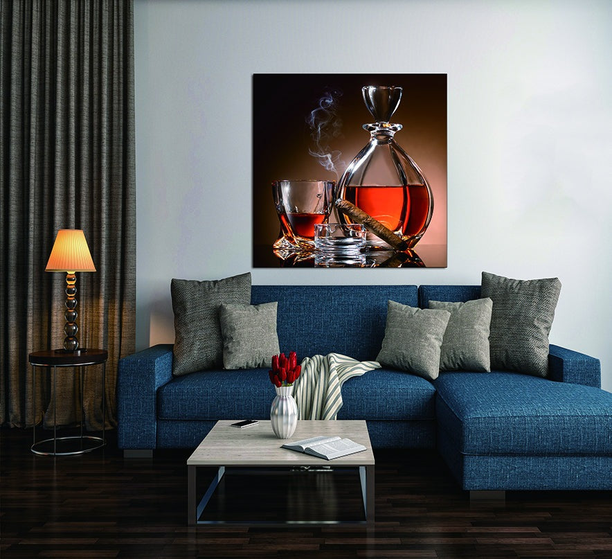 Oppidan Home "Cigar and Tasting Glass" Acrylic Wall Art 40"H X 40"W