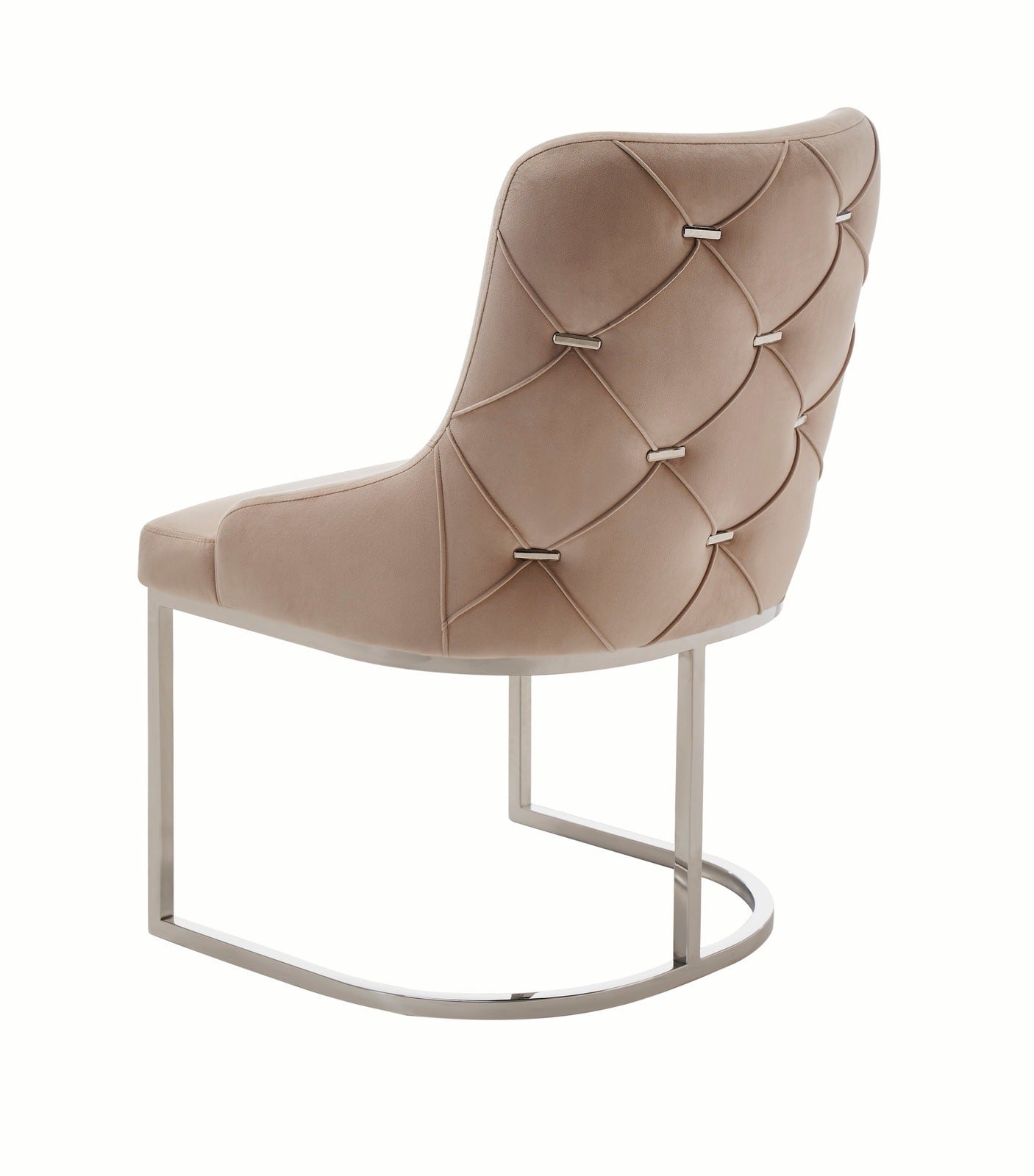 Modrest Daria Modern Beige Velvet and Stainless Steel Dining Chair Set of 2