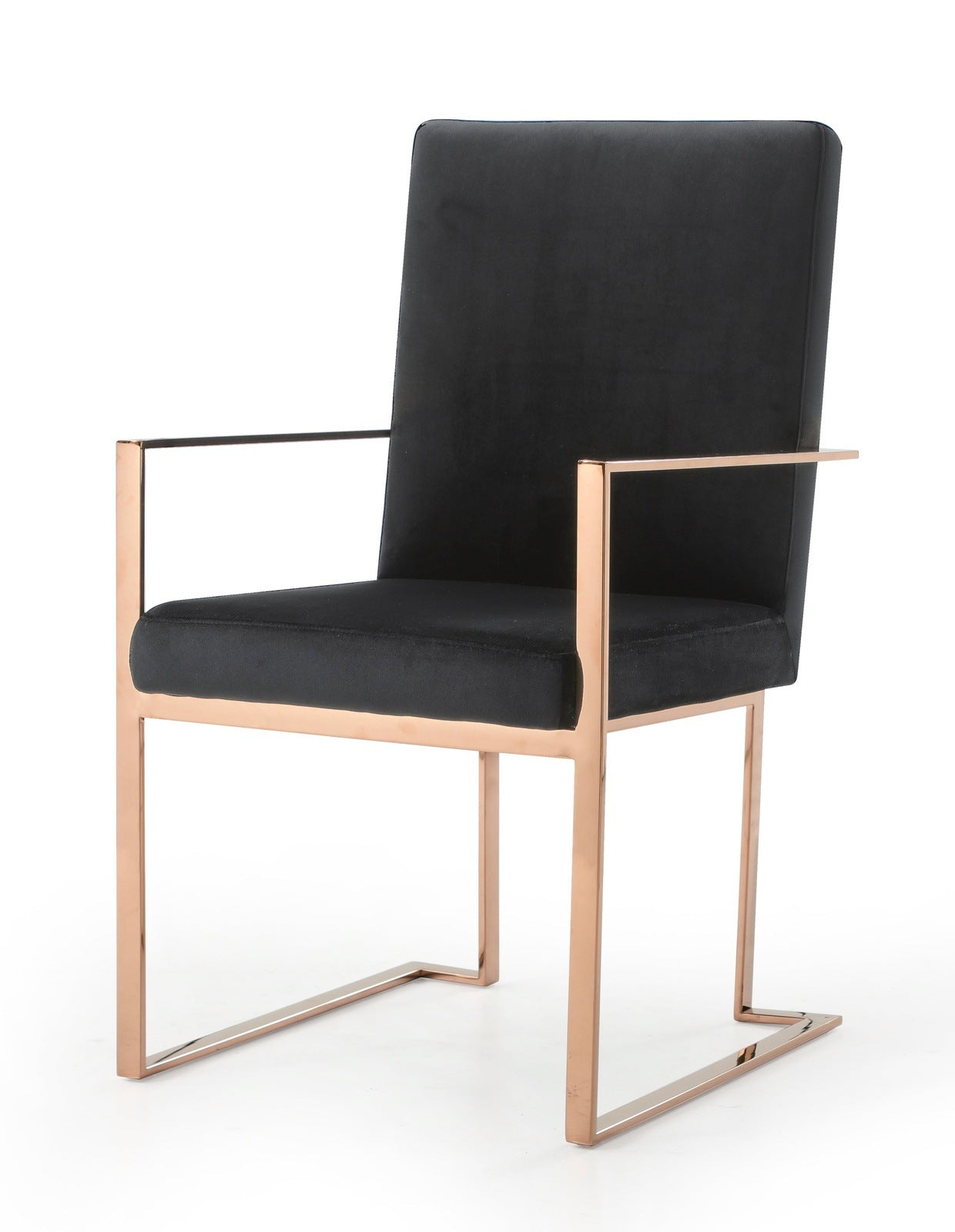 Modrest Trea Modern Black Velvet & Rosegold Dining Chair