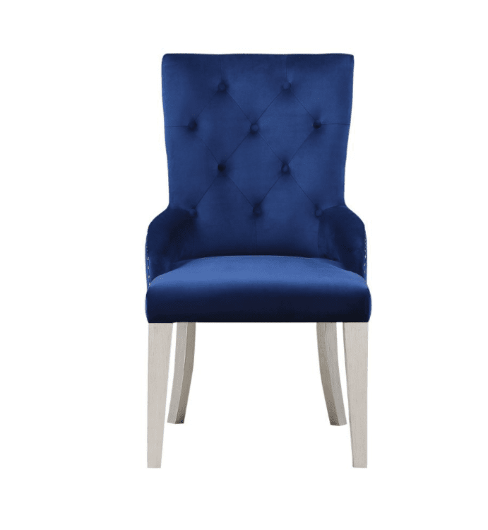 Acme Furniture Varian Blue Antique Platinum Side Chair
