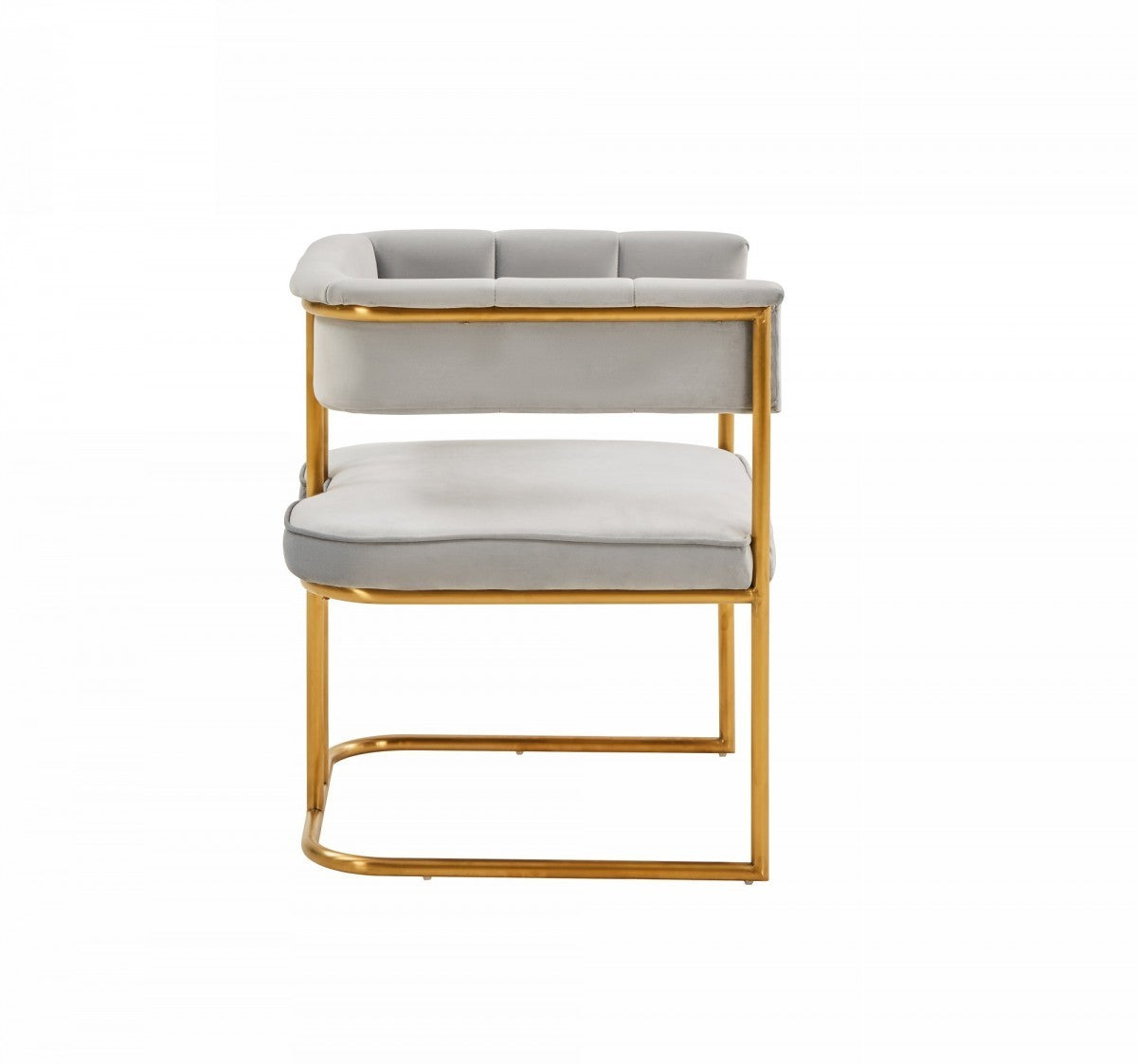 Modrest Bavaria Modern Light Grey Fabric And Gold Dining Chair