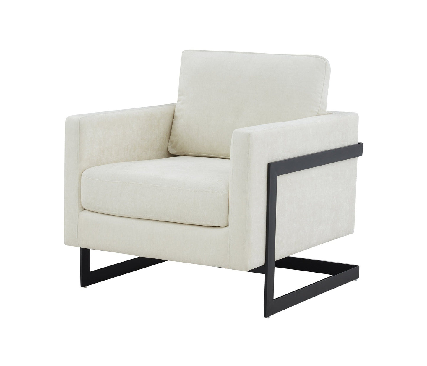 Modrest Prince Contemporary Cream & Black Fabric Accent Chair