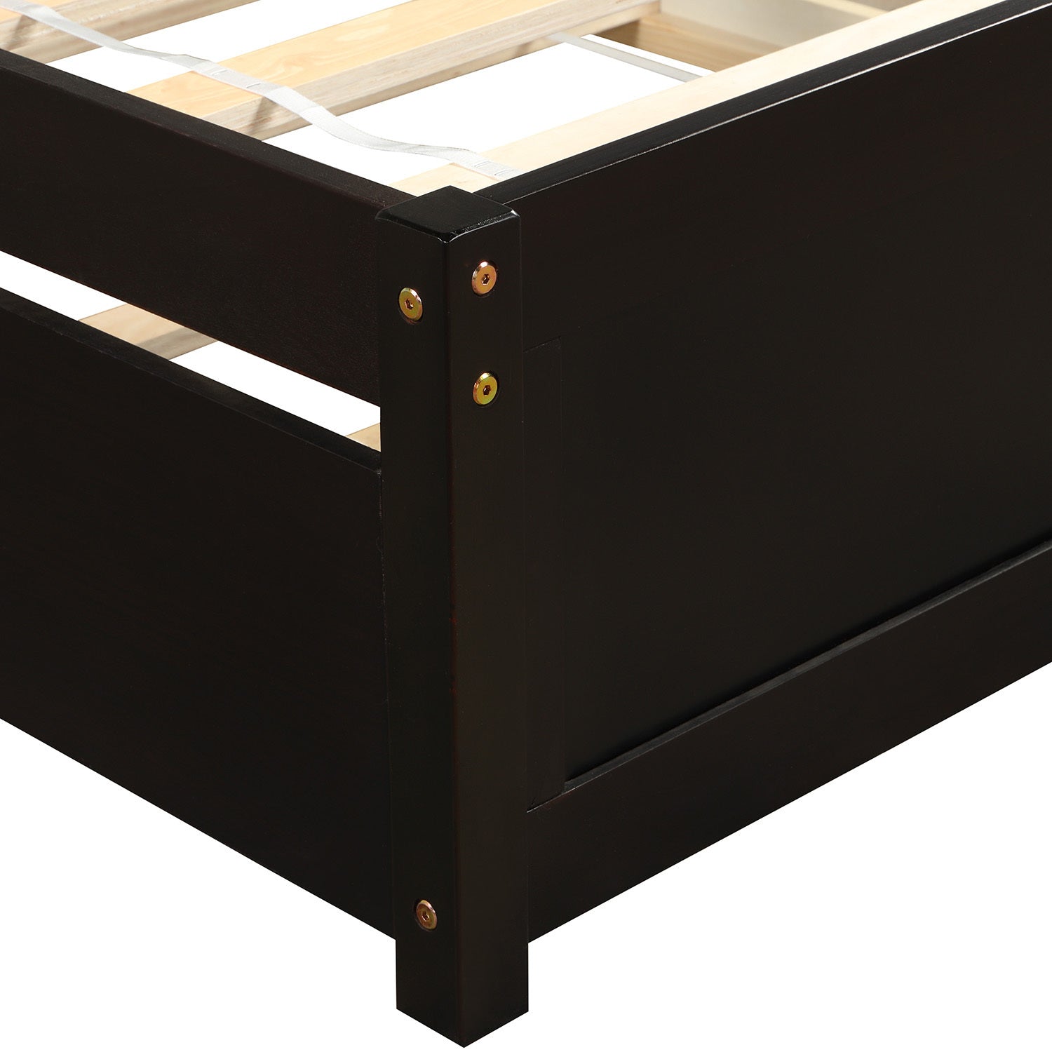 Homey Life Twin size Platform Bed Wood Bed Frame with Trundle, Espresso