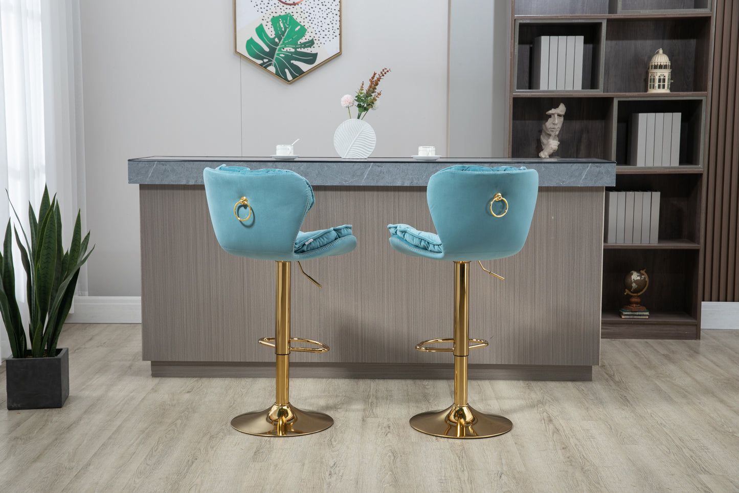 COOLMORE Bar Stools with Back and Footrest Counter Height Dining Chairs Set of 2