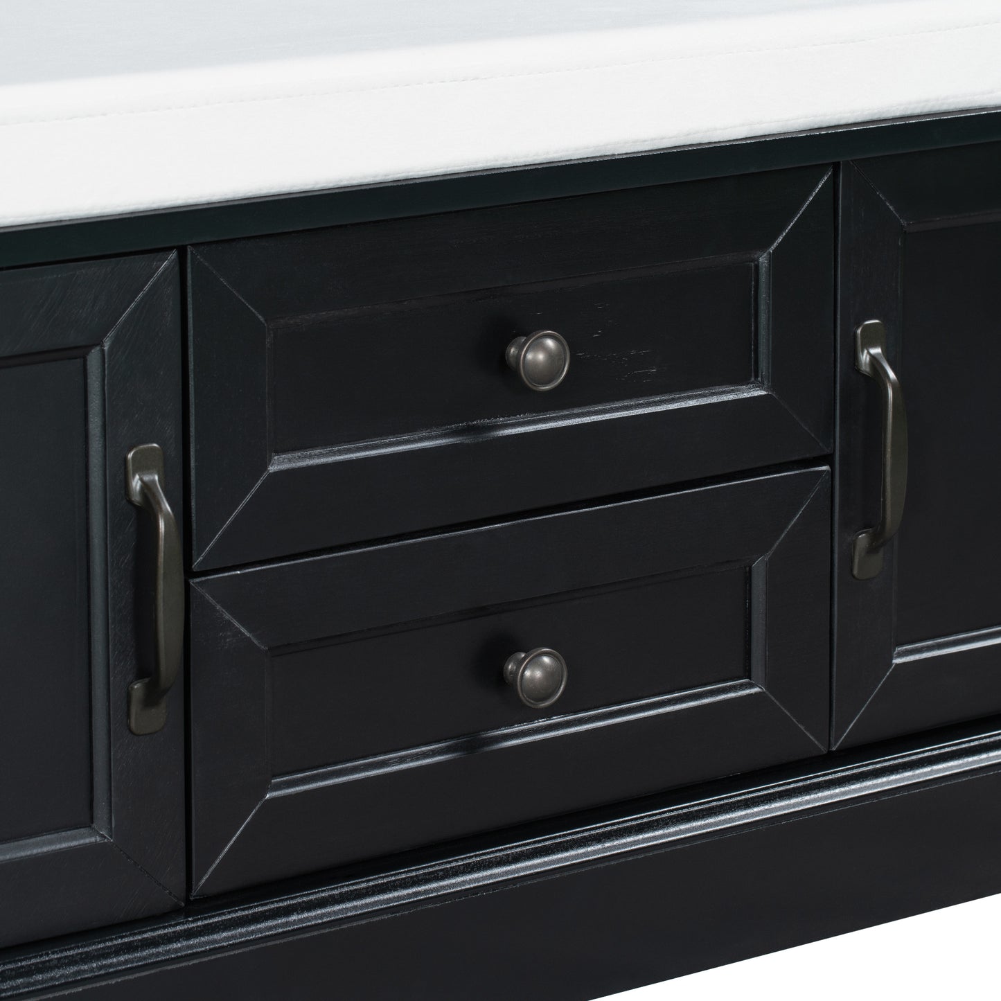 TREXM Storage Bench with 2 Drawers and 2 Cabinets - Black