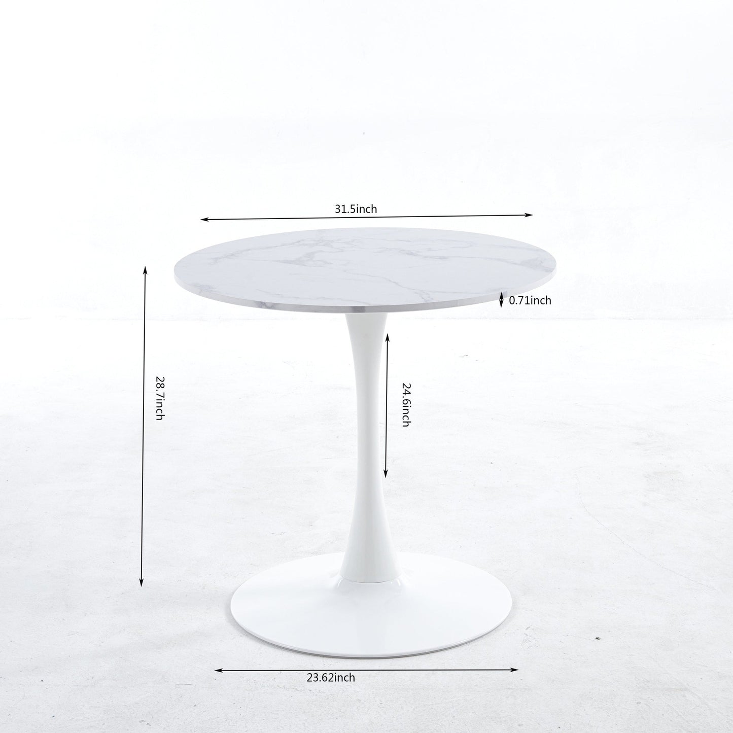 31" White Faux Marble Tulip Table
