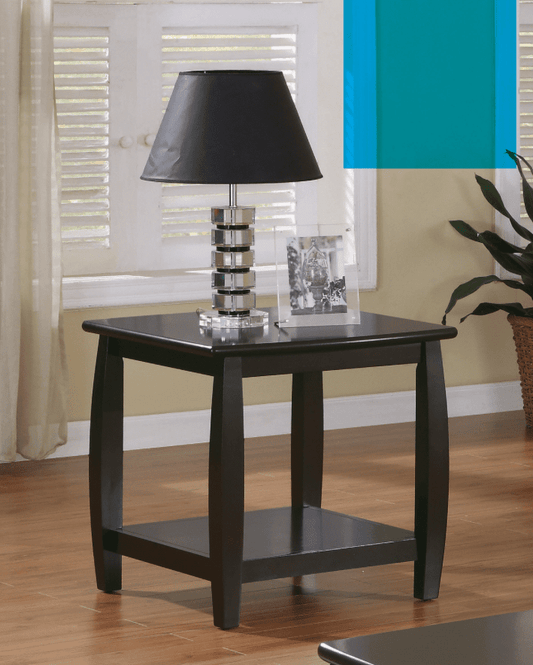 Square End Table With Bottom Shelf Espresso