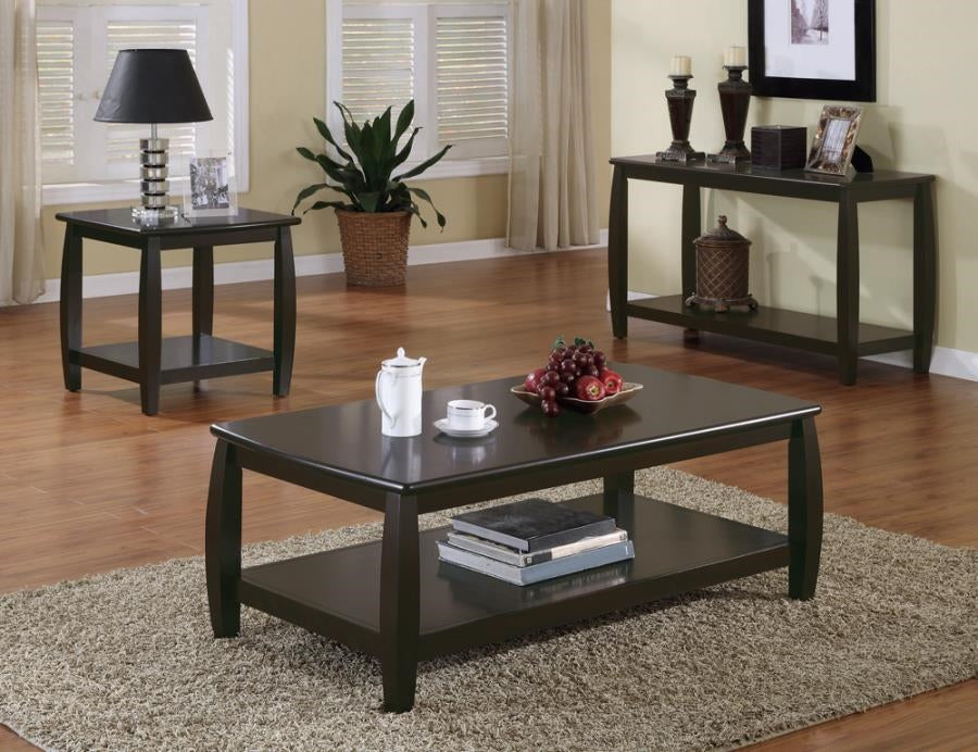 Rectangular Sofa Table With Lower Shelf Espresso